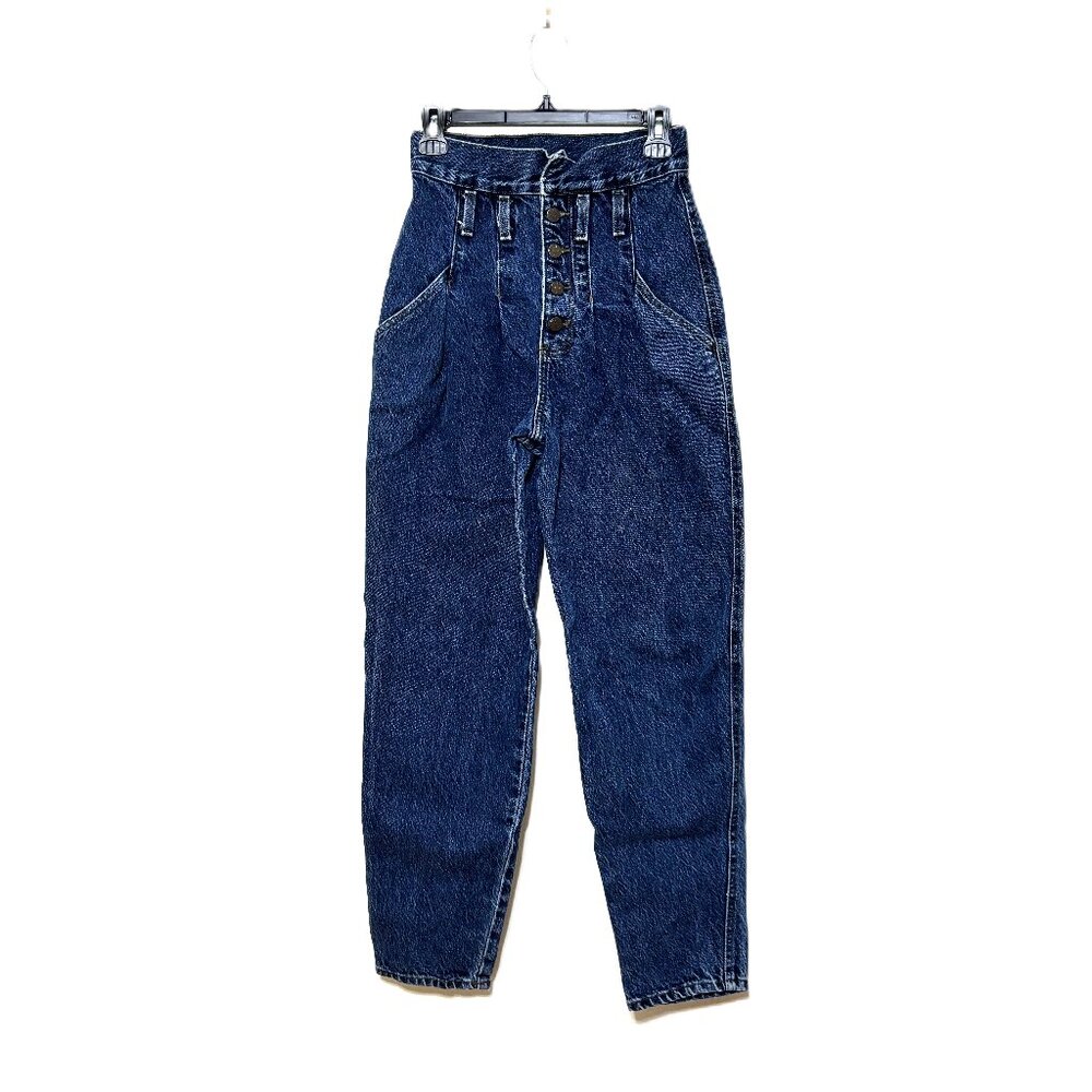 Zena High-Rise Dark Blue Button-Front Jeans